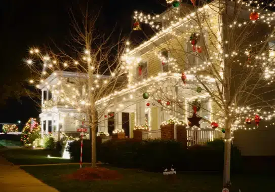 Christmas Lights on a house.